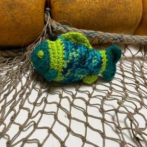 Crochet  Green & Blue Lava Bead Essential Oil Diffuser Fish Deco Ornament SK